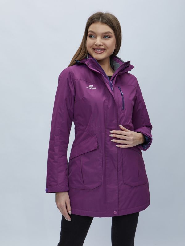 Purple hooded parka for women 551996F